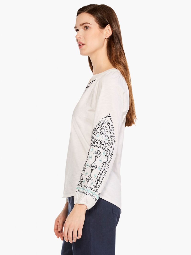Woman Wears Embroidered Solstice Top image number 1