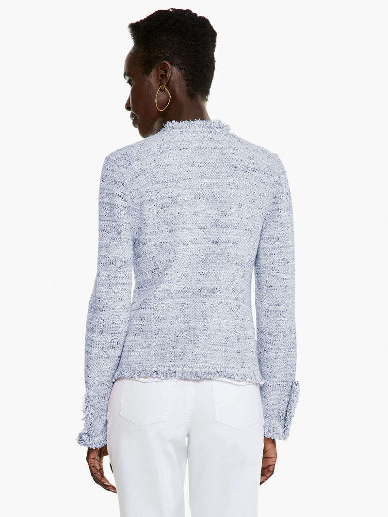 Woman Wears Fringe Mix Knit Jacket image number 2