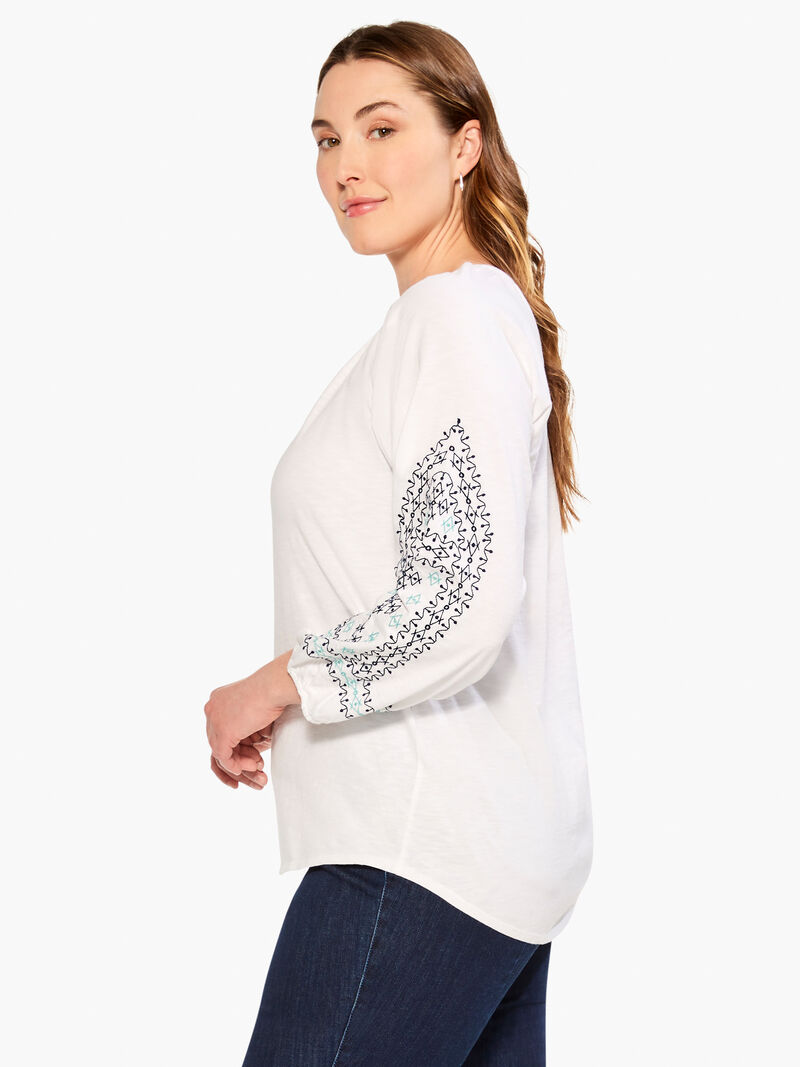 Woman Wears Embroidered Solstice Top image number 1