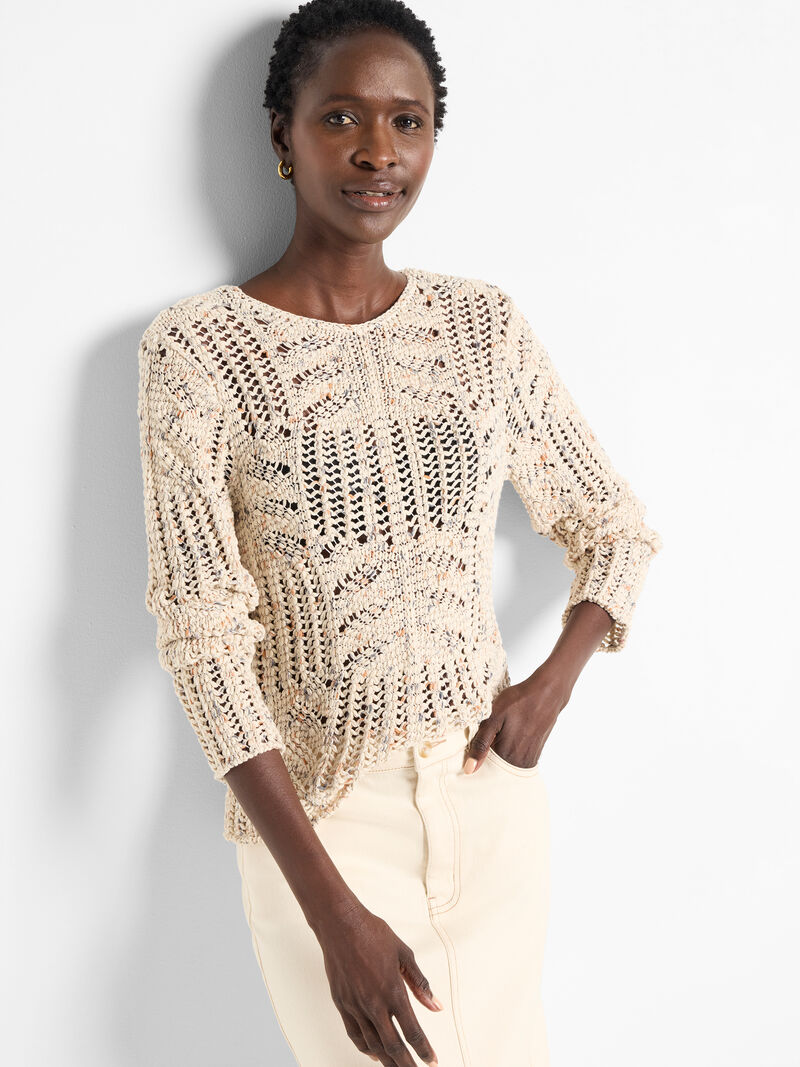 Woman Wears Denim Dot Sweater image number 0