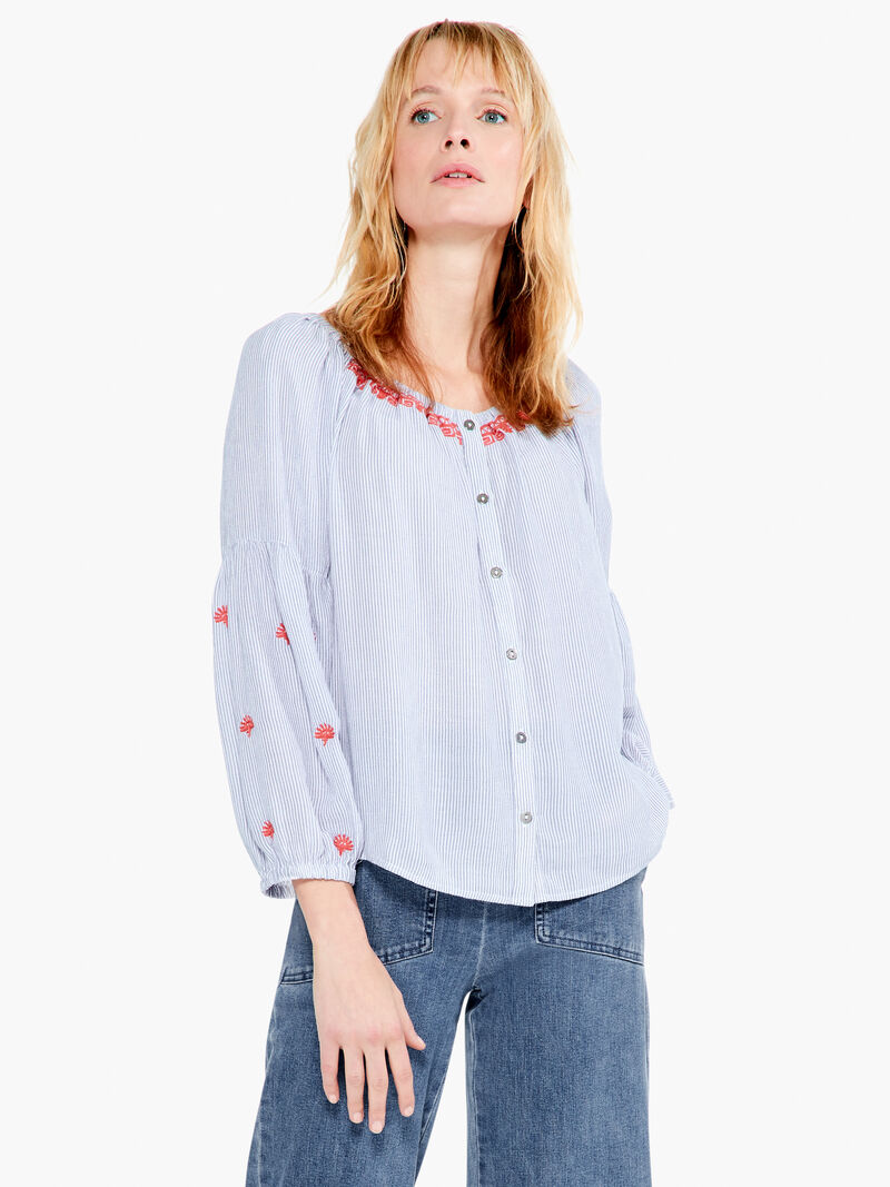 Woman Wears Scenic Stripes Shirt image number 5