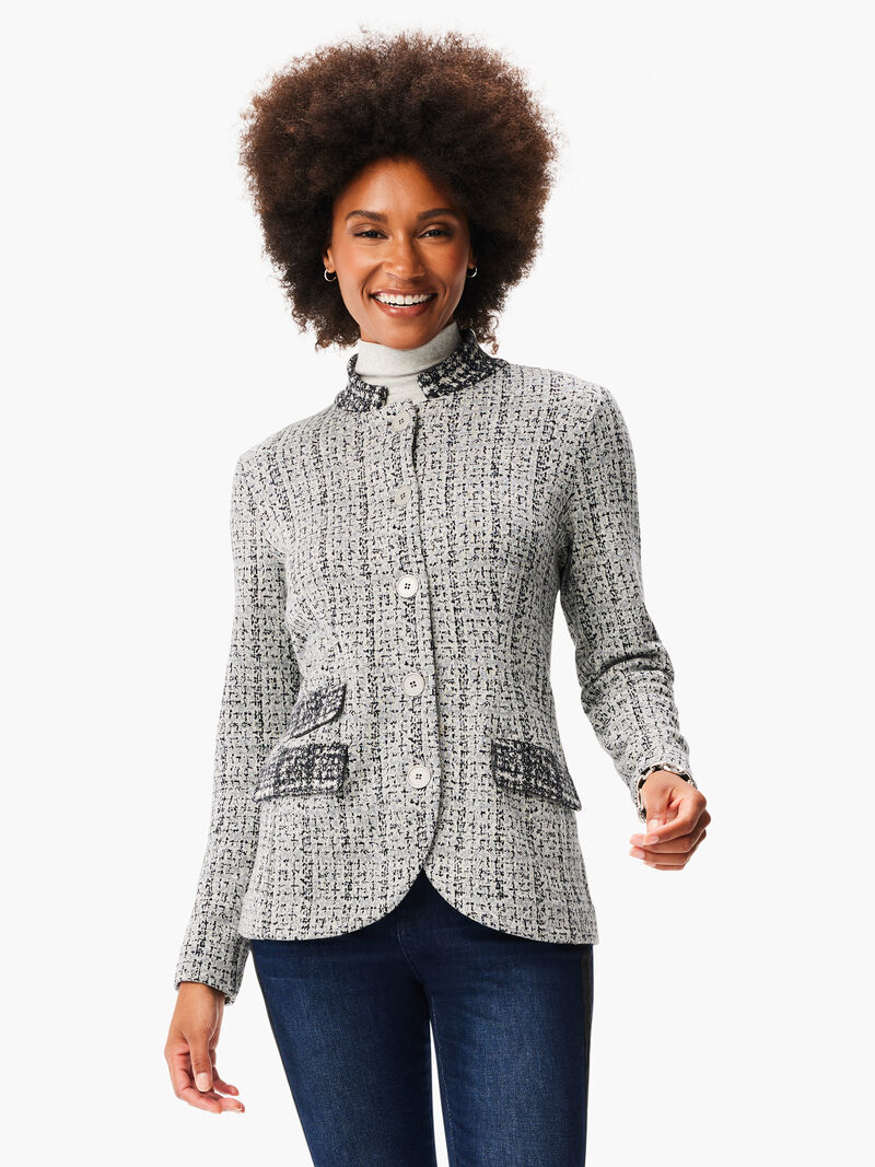 Woman Wears Frosty Knit Blazer image number 1