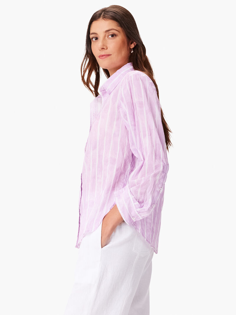 Woman Wears Watercolor Stripe Girlfriend Shirt image number 3
