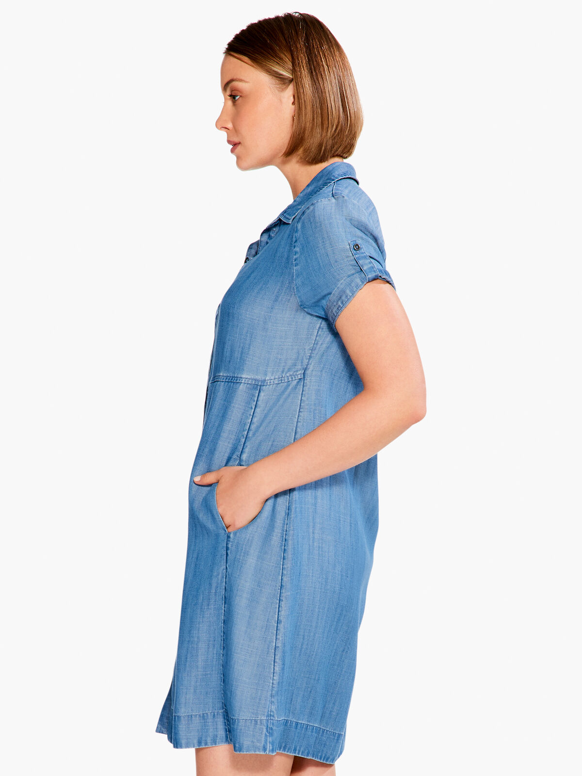 Drapey Denim Shirt Dress