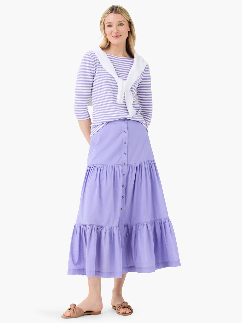 Woman Wears NZT 3/4 Sleeve Stripe Boat Tee image number 3