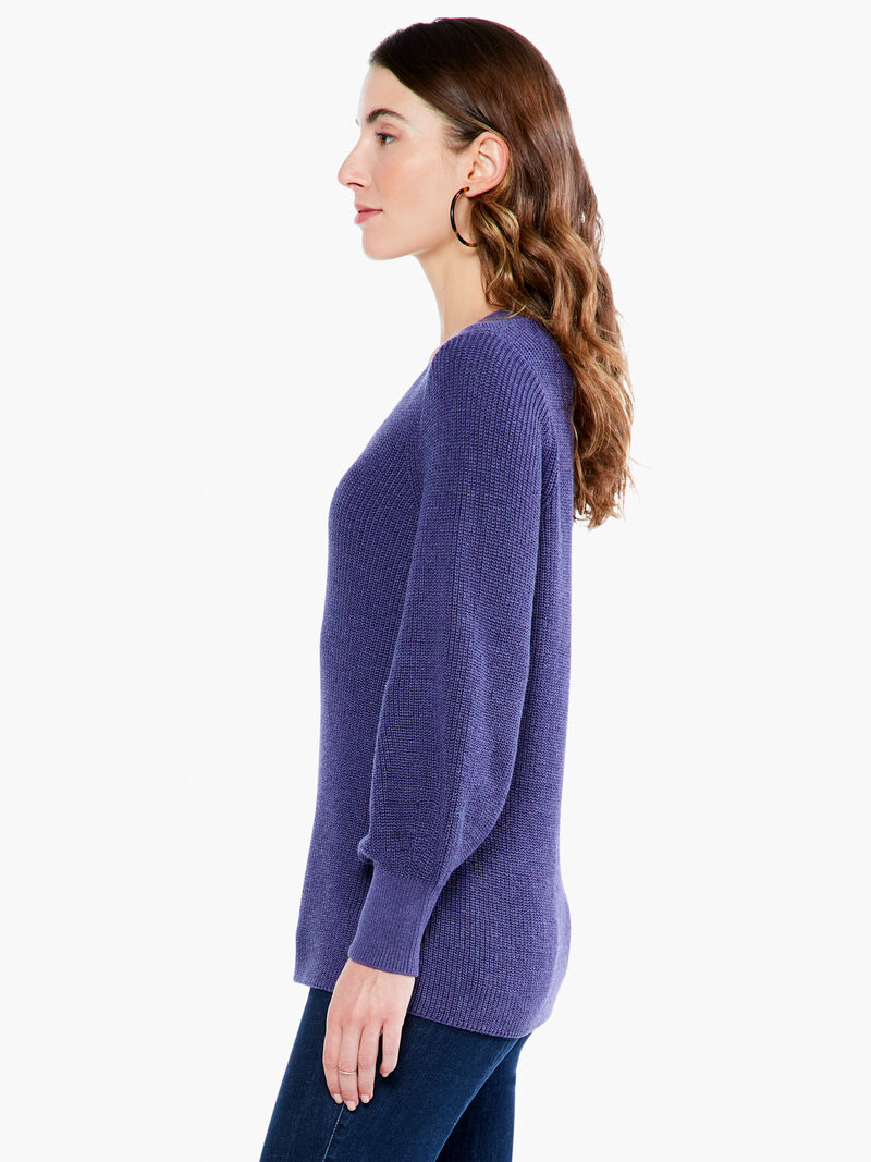 Woman Wears Shaker Knit V Neck Sweater image number 1