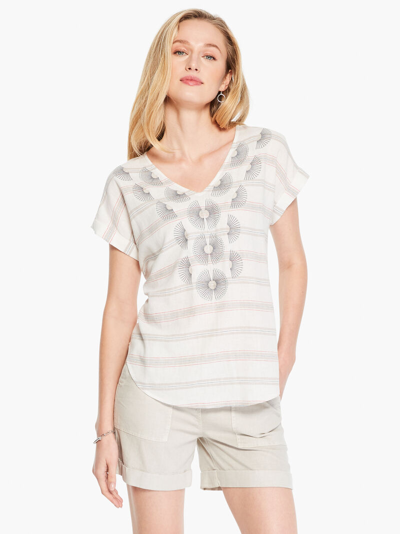 Embroidered Stripe Top