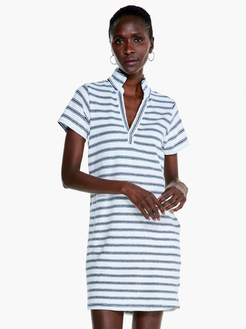 Woman Wears Striped Terry Dress image number 0