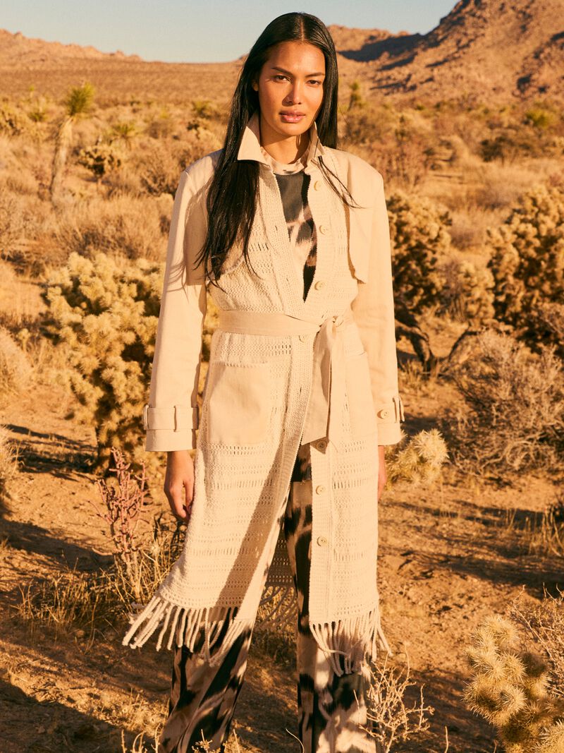 Mixed Media Fringe Knit Jacket