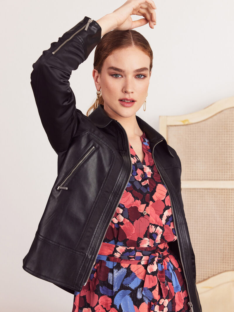 Woman Wears Faux Leather Mix Jacket image number 0