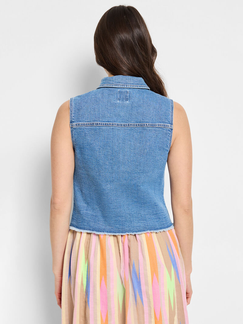 Woman Wears Essential Denim Vest image number 3