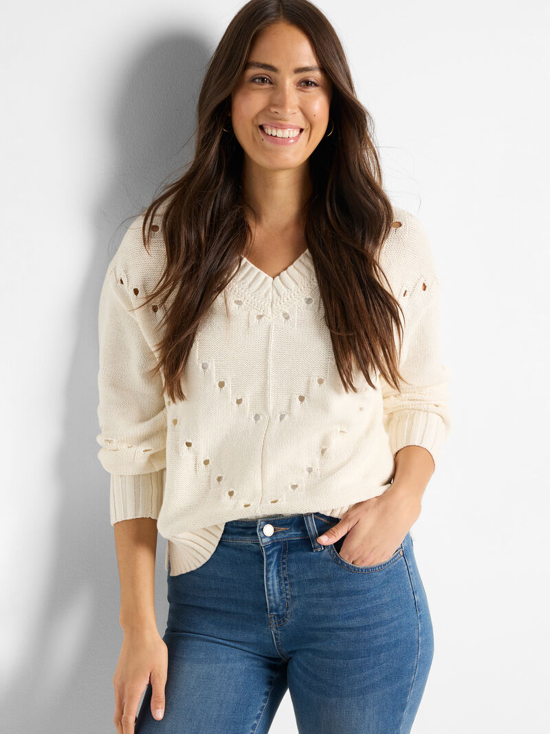 Pointelle Cord Sweater