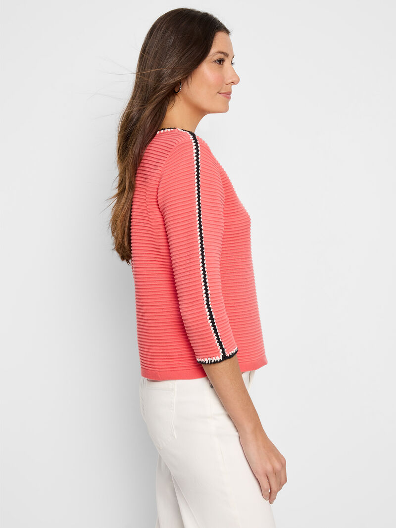 Woman Wears Ottoman Stitched Sweater image number 2
