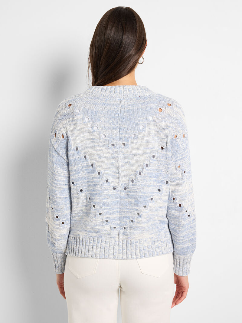 Woman Wears Pointelle Cord Sweater image number 3