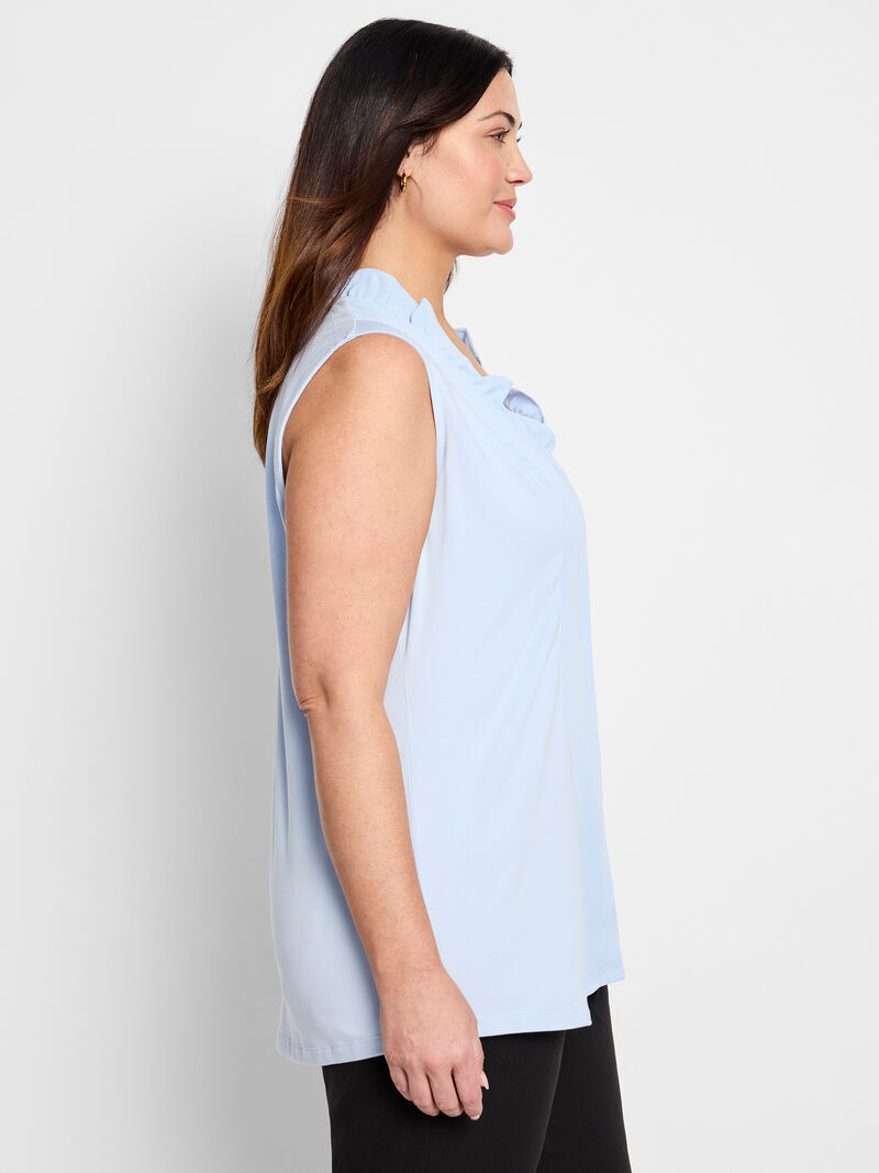 Woman Wears Ruffled Around Tank image number 2