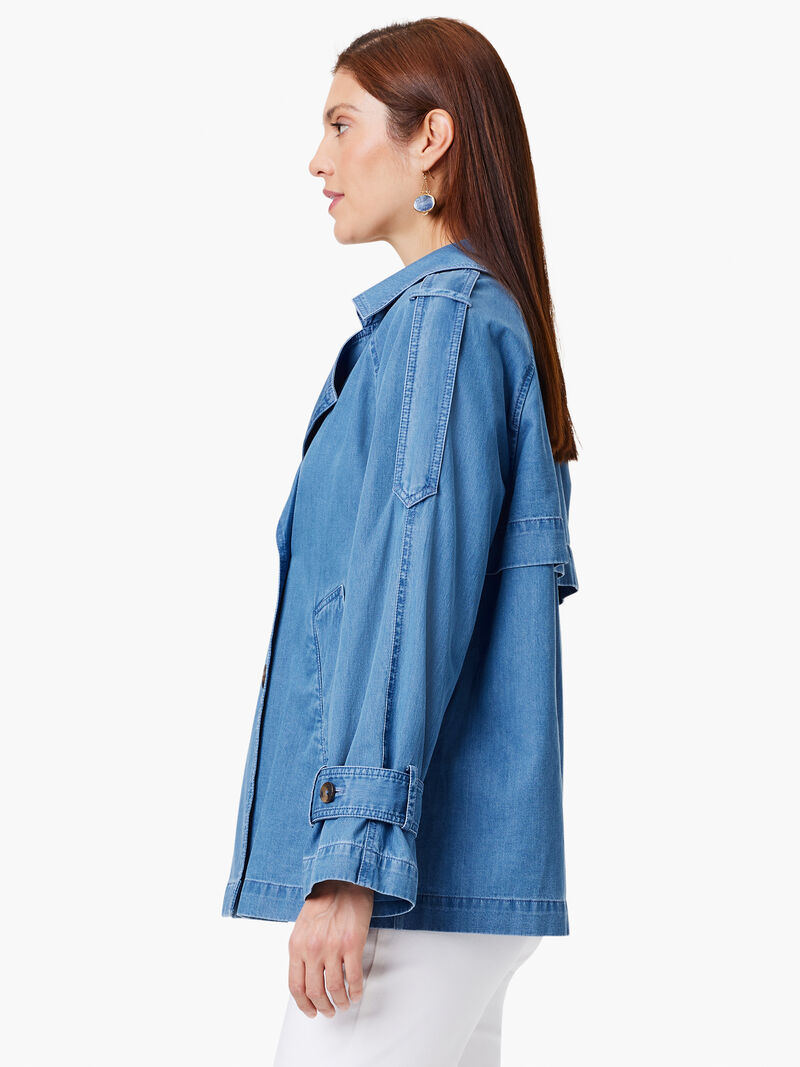 Woman Wears Denim Femme Trench Coat image number 1