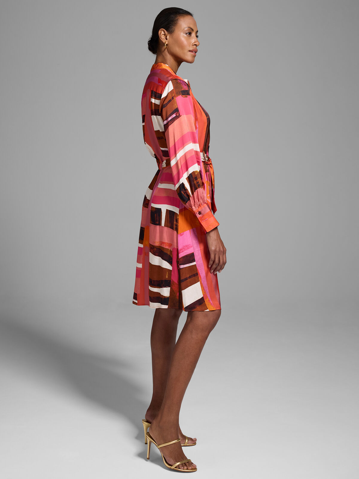 Artful Blocks Glossy Shirtdress