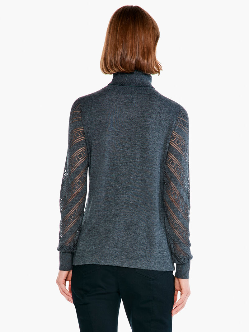 Woman Wears Pointelle Turtleneck Sweater Tee image number 2