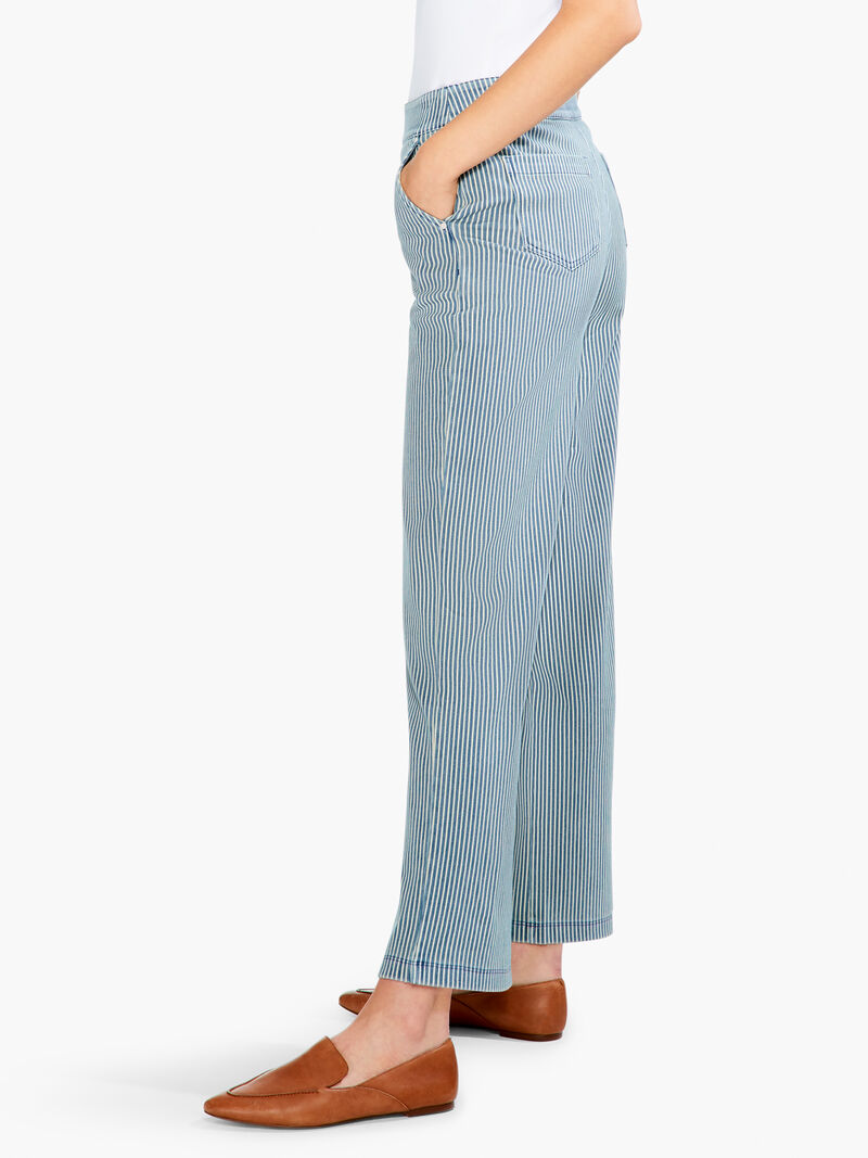 Woman Wears Railroad Stripe Wide-Leg Pant image number 1