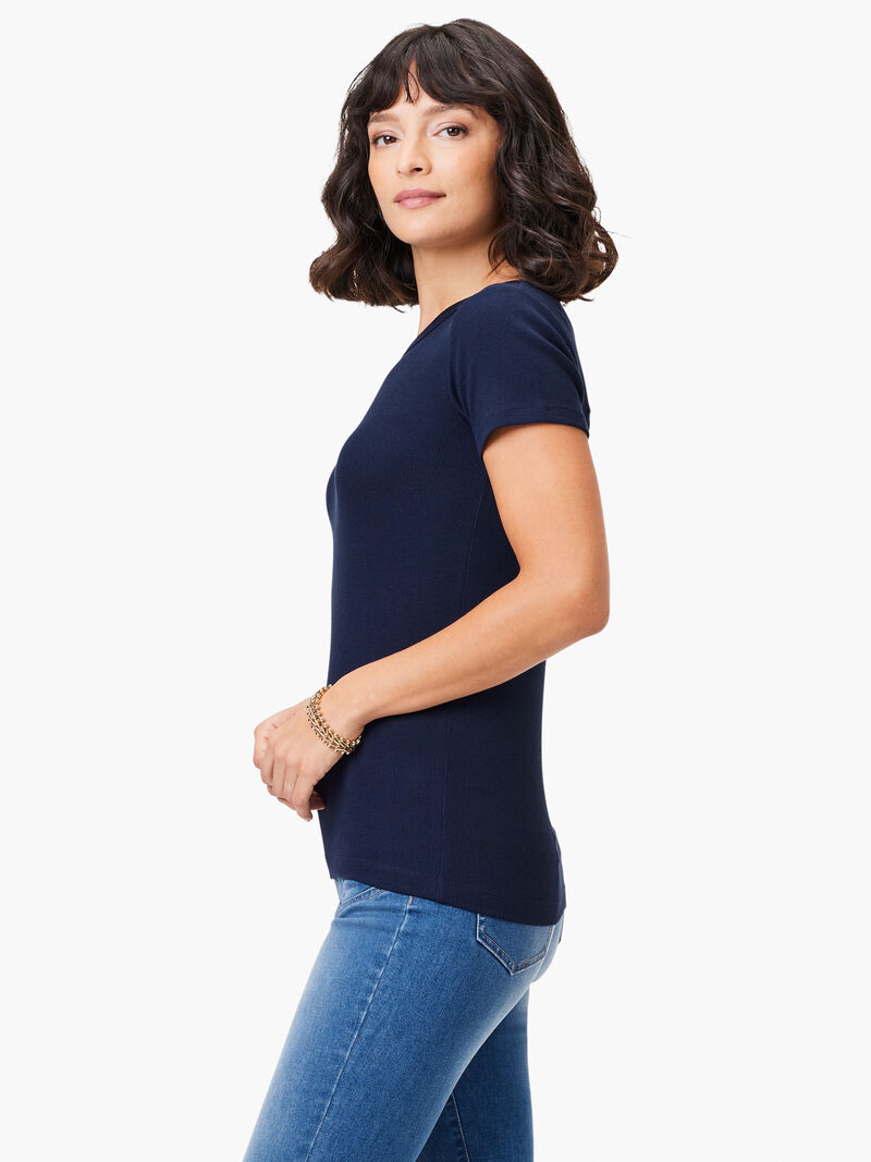 Woman Wears Perfect Knit Rib Short Sleeve Crew Tee image number 1