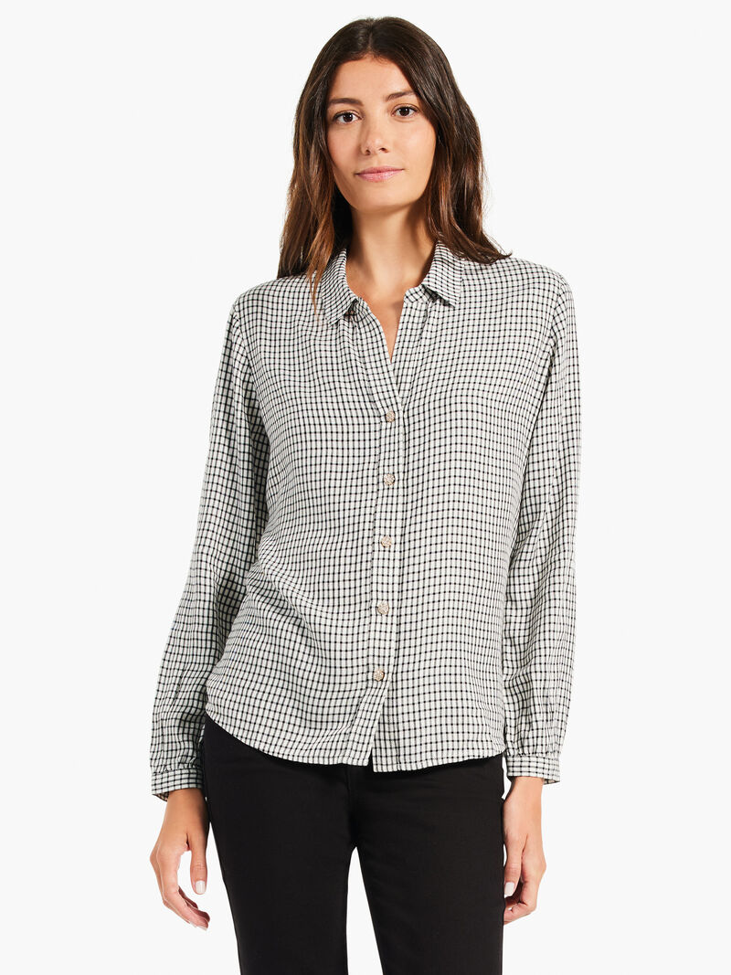 Woman Wears Femme Plaid Shirt image number 0