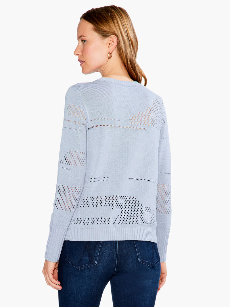 Woman Wears Placed Pointelle Sweater image number 2