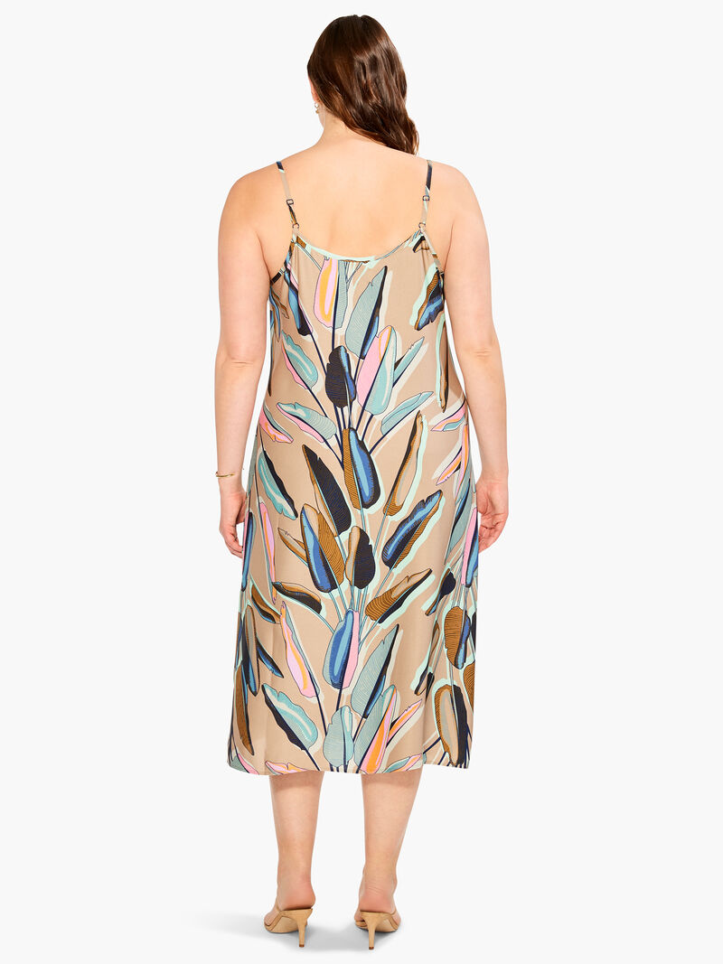 Woman Wears Banana Leaves Slip Dress image number 3