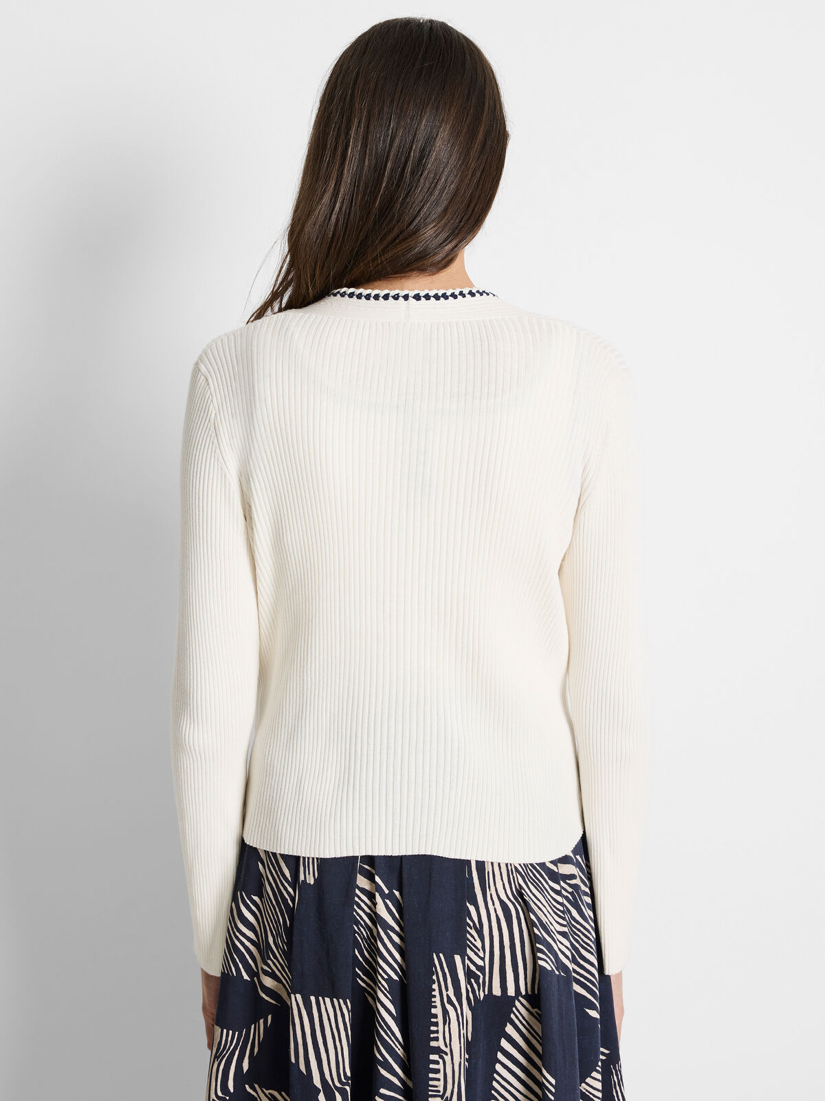 Trimmed Rib Cardigan