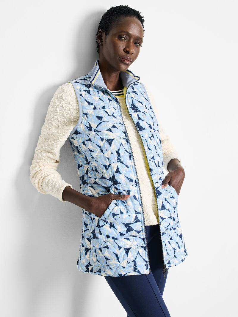 Woman Wears Winter Floral Reversible Vest image number 0