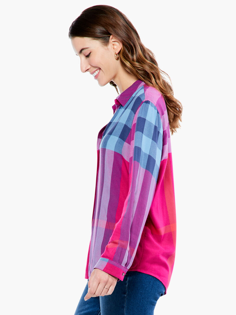 Woman Wears Punchy Plaid Shirt image number 2