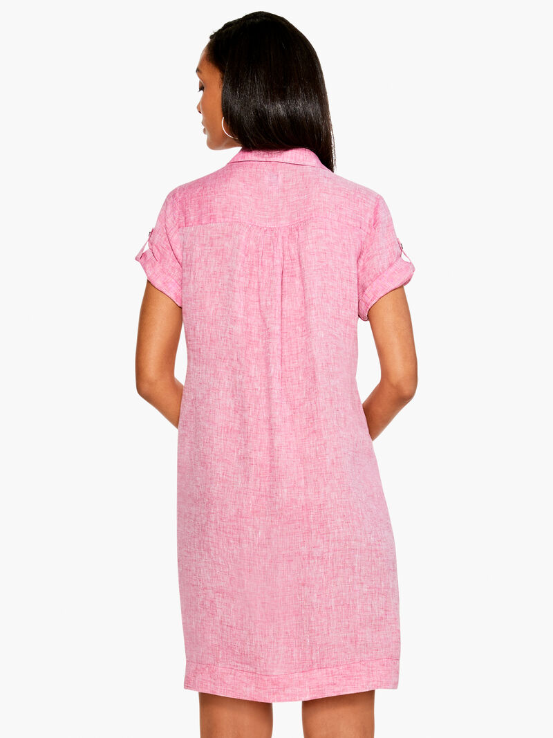 Woman Wears Drifty Linen Shirt Dress image number 3