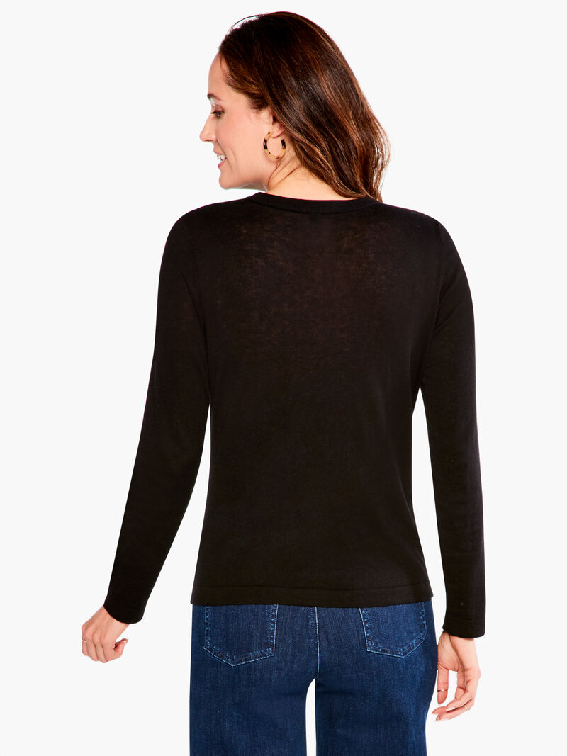 Woman Wears Crew Neck Long Sleeve Sweater Tee image number 2