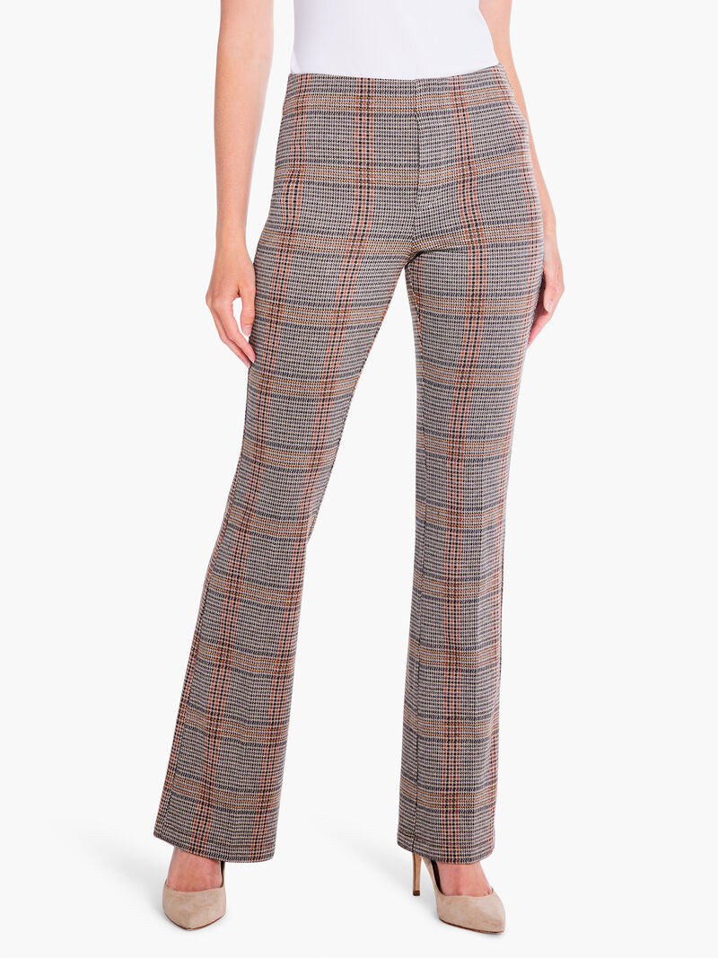 Woman Wears 31" Sketched Plaid Bootcut Knit Pant image number 0