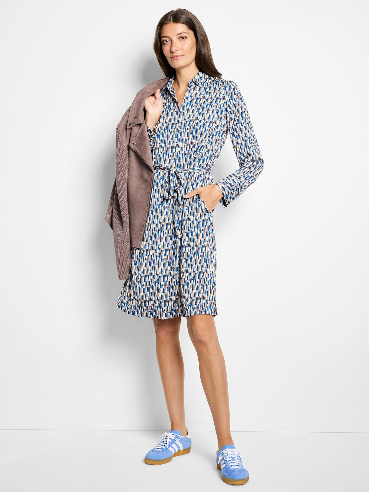Brushstrokes Long Sleeve Devon Dress