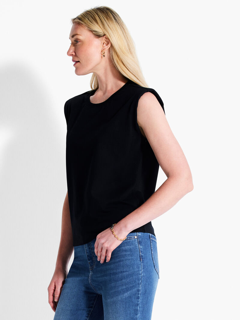 Woman Wears NZT Power Shoulder Crew Tank image number 1
