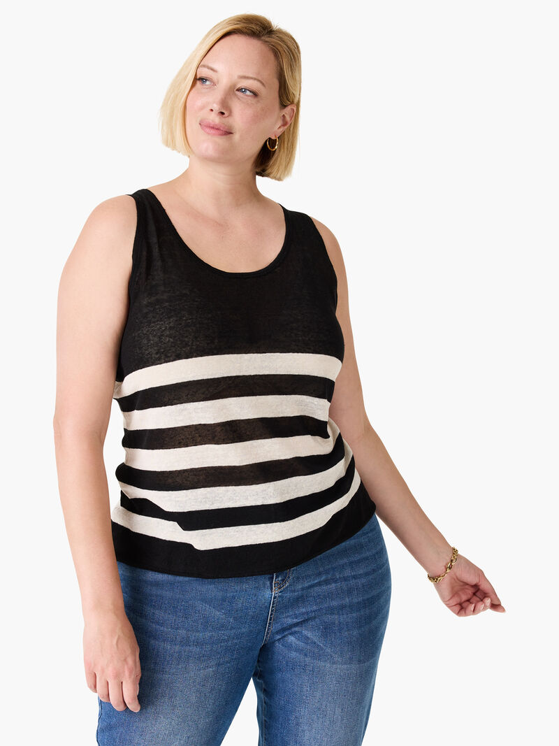 Woman Wears Featherweight Striped Tank image number 3