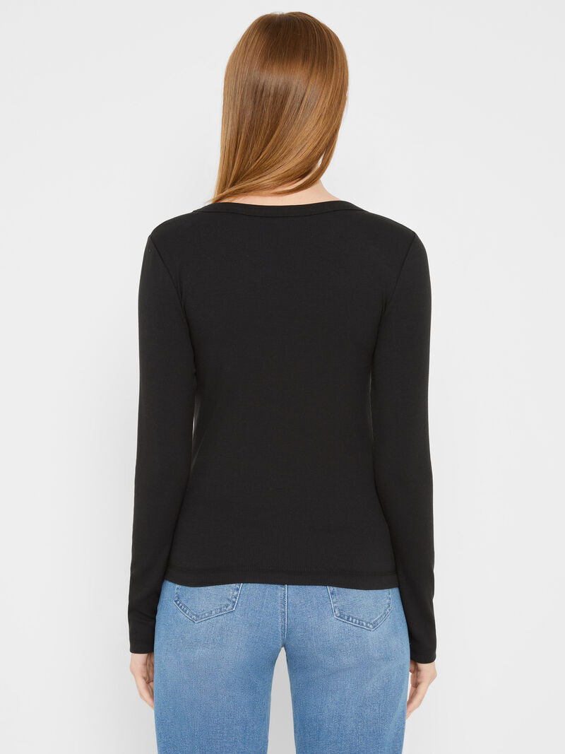 Woman Wears Perfect Knit Rib Long Sleeve Crew Tee image number 2