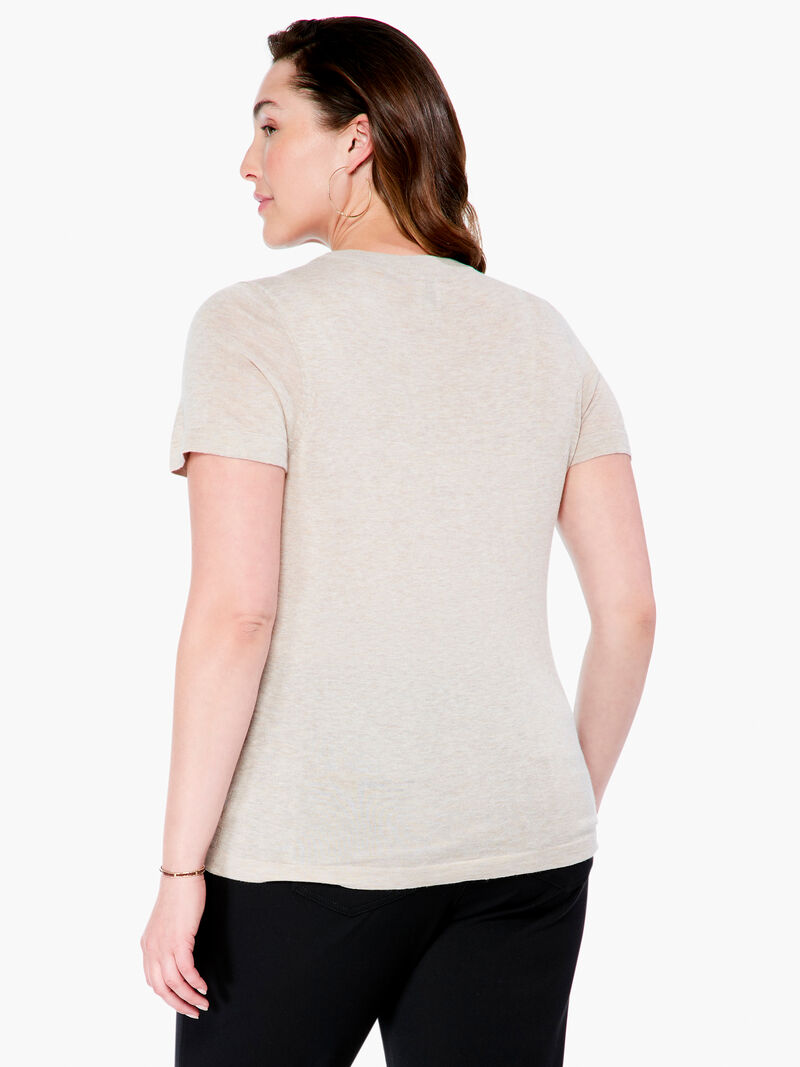 Woman Wears Crew Neck Short Sleeve Sweater Tee image number 2