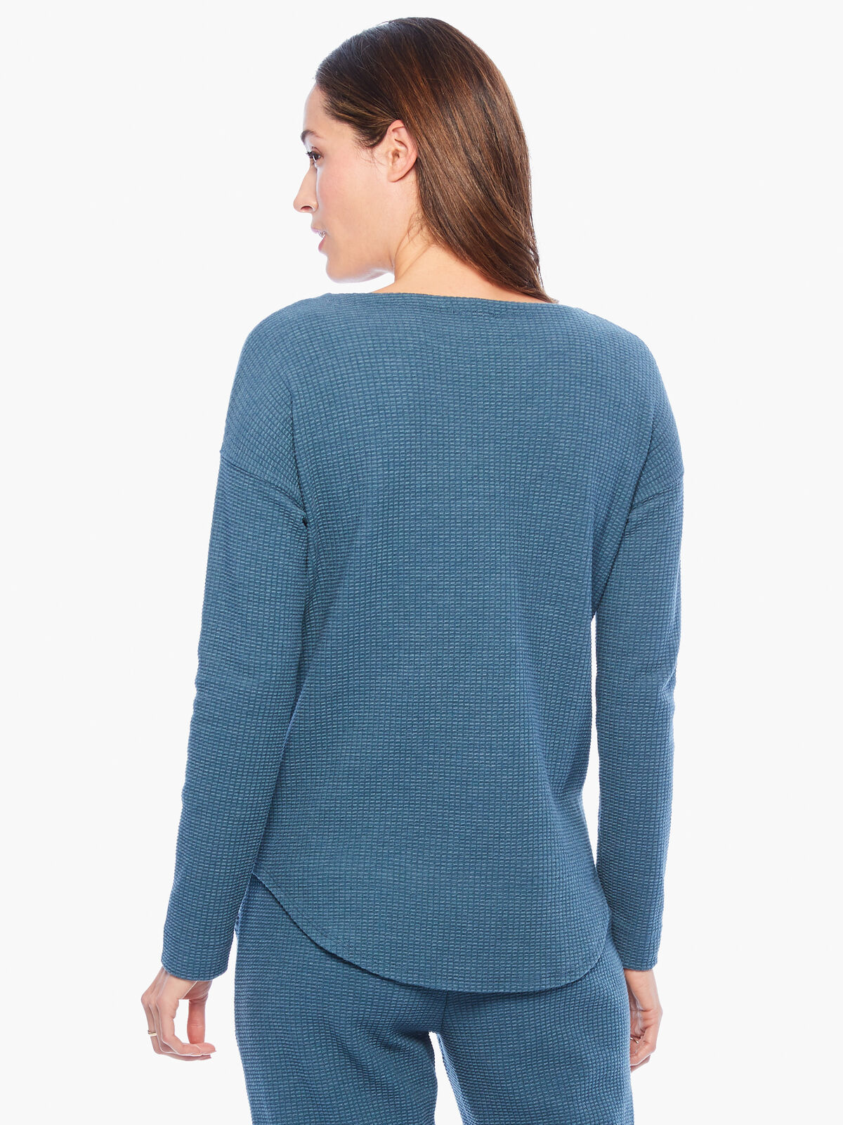 Lilla P - Textured Waffle Long Sleeve Boat Neck