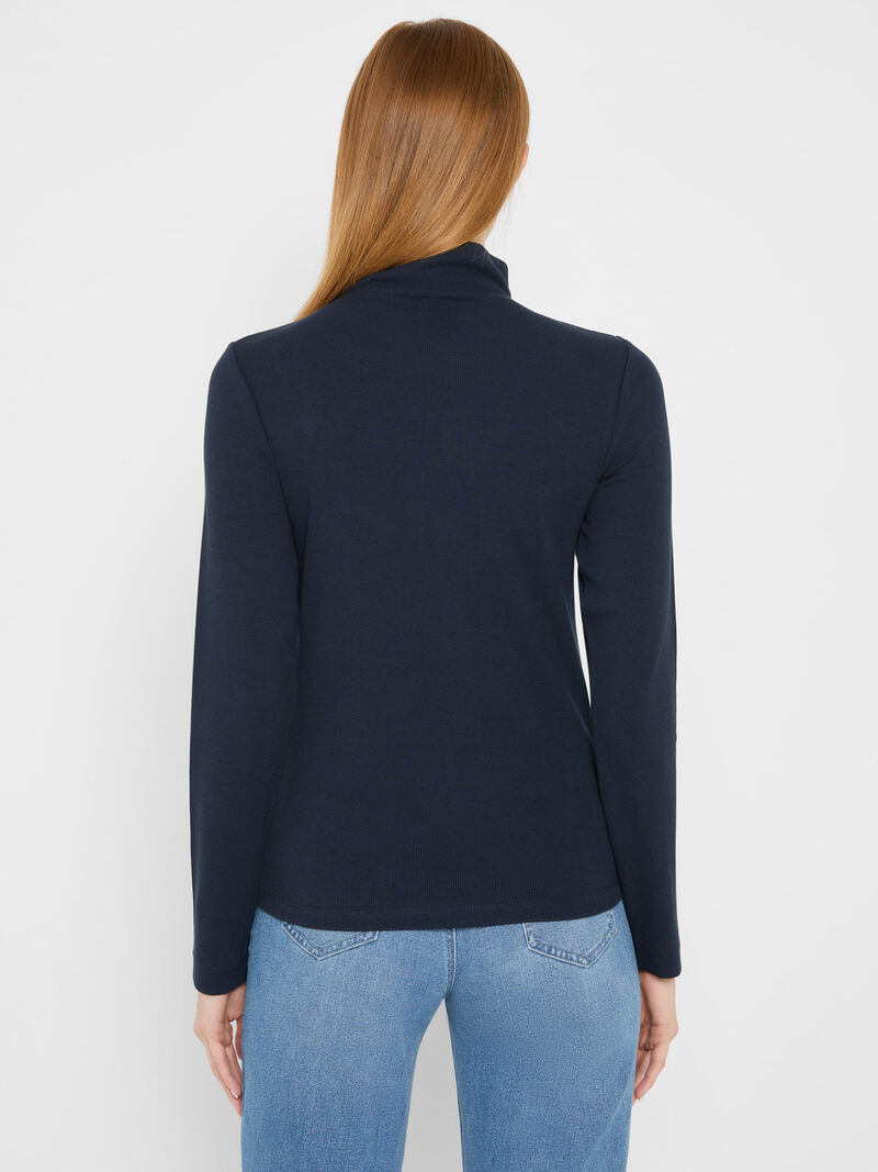 Woman Wears Perfect Knit Rib Long Sleeve Mock Tee image number 2