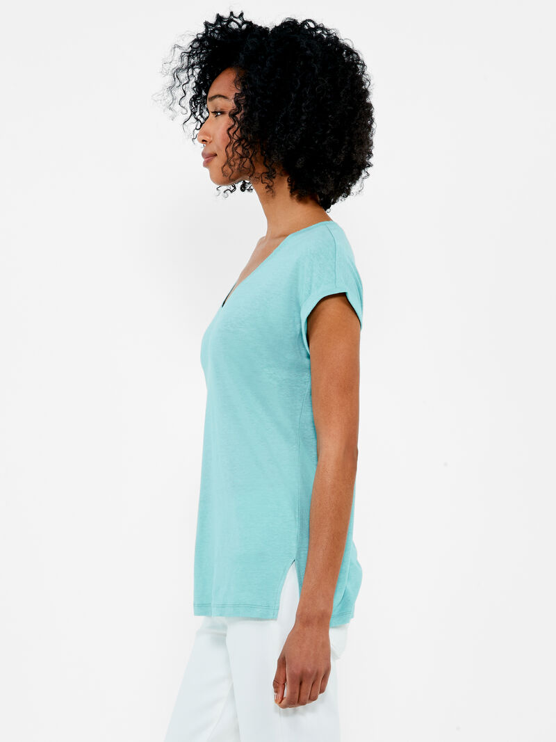 Woman Wears NZT Short Sleeve V Tee image number 1