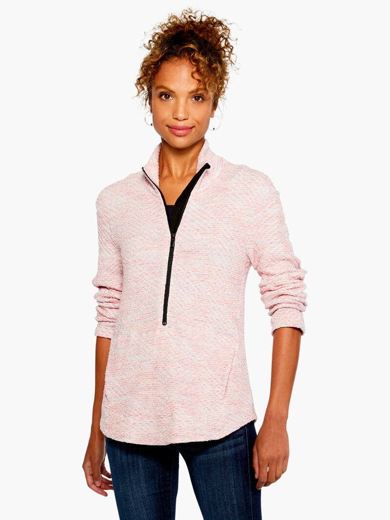Woman Wears Zip It Up Space dye Sweater image number 0