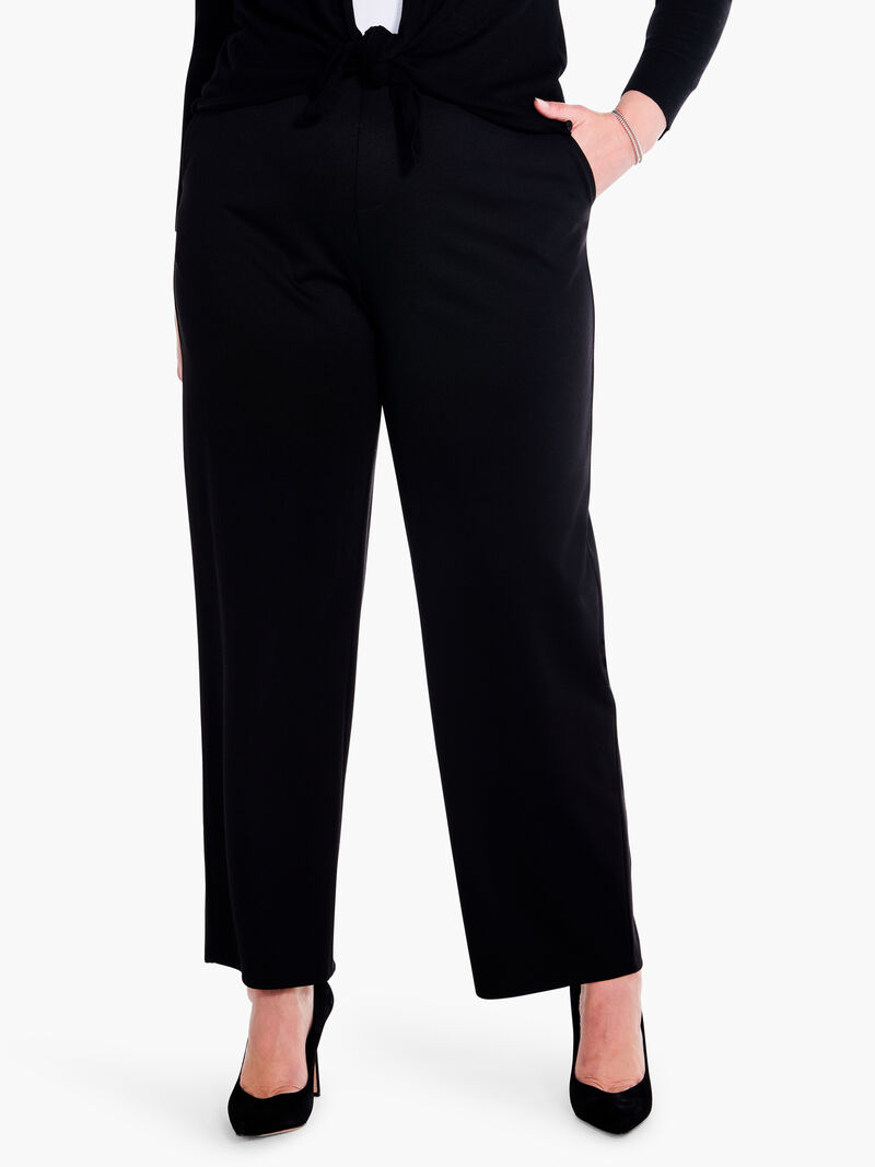 Woman Wears 29" Drapey Ponte Wide Leg Ankle Pant image number 3