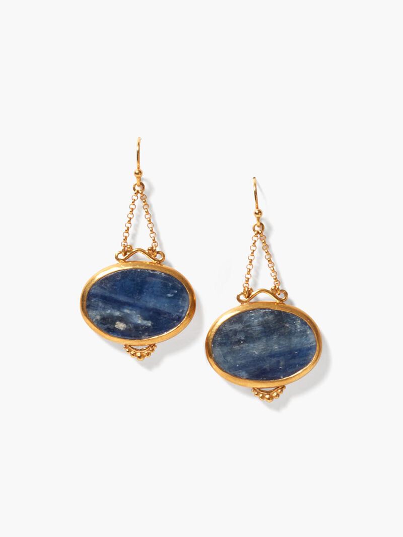 Chan Luu - Blue Gold Oval Drop Earrings