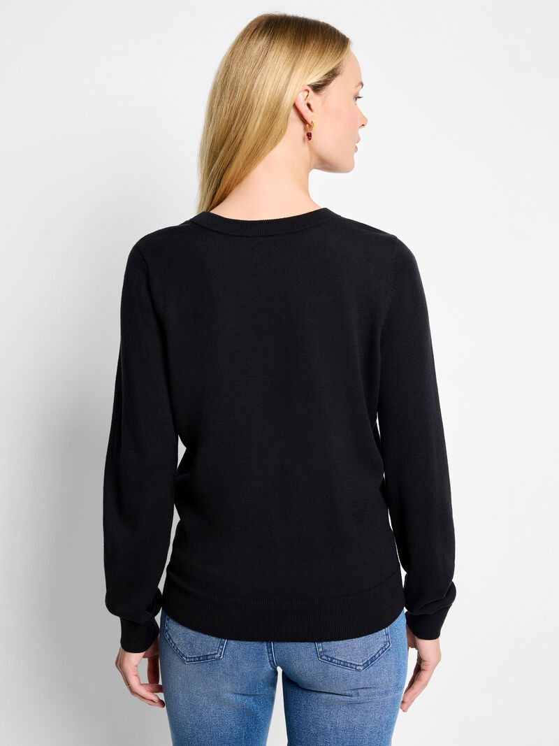 Woman Wears Pure Cotton Crew Neck Sweater image number 2