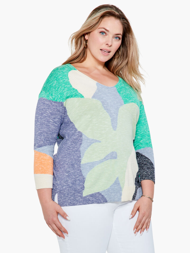 Woman Wears Leaf Burst Sweater image number 0
