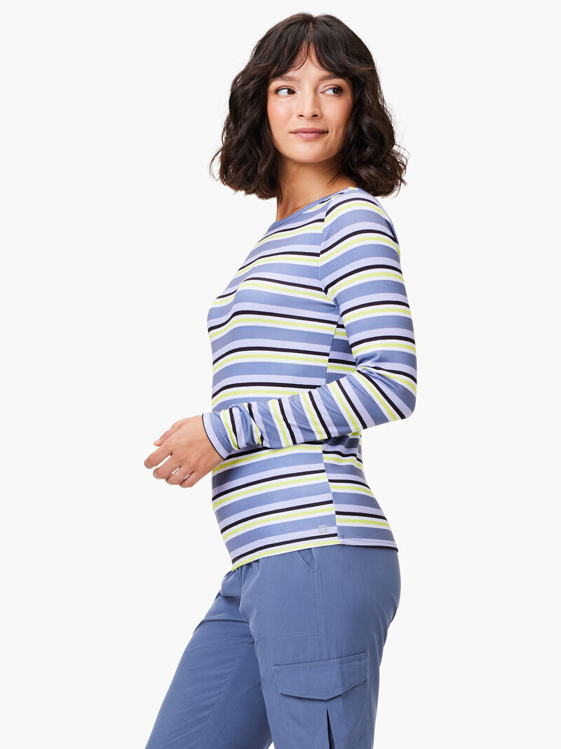 Woman Wears Easy Stripe Flow Fit Top image number 1