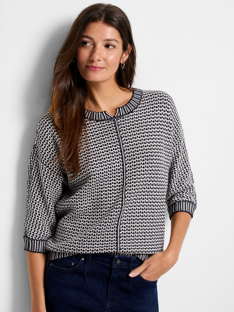 Woman Wears Easy Tuck Stitch Sweater image number 0