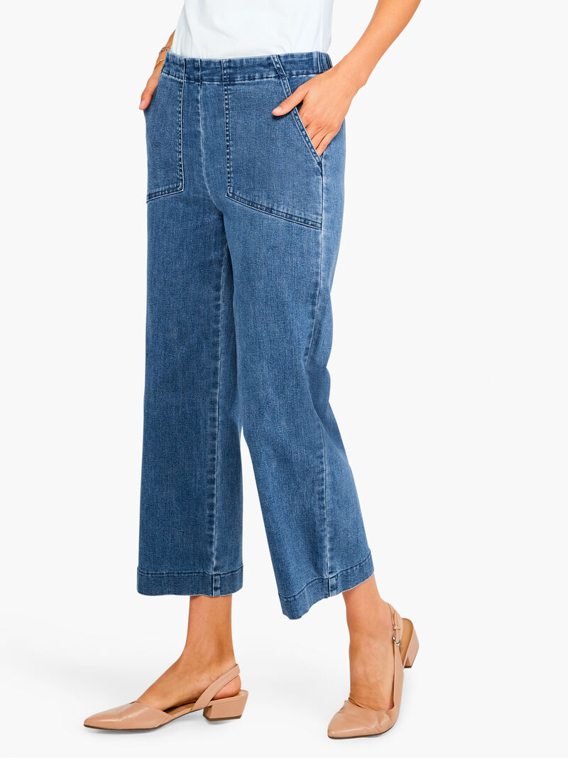 Woman Wears NZ Denim 25" All Day Wide Leg Jeans image number 1