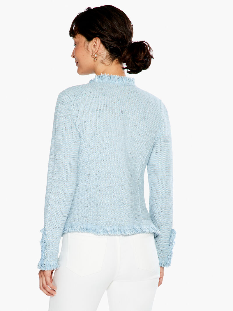 Woman Wears Fringe Mix Knit Jacket image number 2